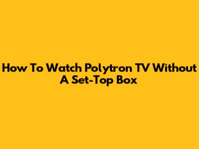 How To Watch Polytron TV Without A Set-Top Box