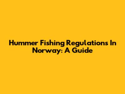 Hummer Fishing Regulations In Norway: A Guide