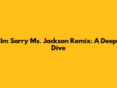 I'm Sorry Ms. Jackson Remix: A Deep Dive