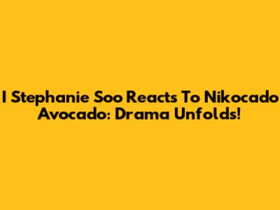 I Stephanie Soo Reacts To Nikocado Avocado: Drama Unfolds!