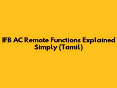 IFB AC Remote Functions Explained Simply (Tamil)