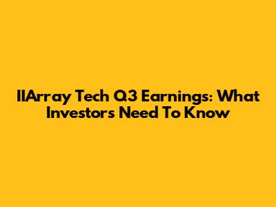 IIArray Tech Q3 Earnings: What Investors Need To Know