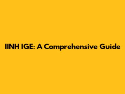 IINH IGE: A Comprehensive Guide