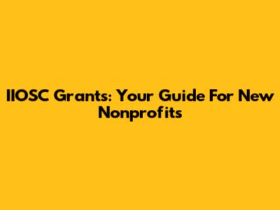 IIOSC Grants: Your Guide For New Nonprofits