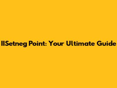 IISetneg Point: Your Ultimate Guide