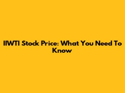 IIWTI Stock Price: What You Need To Know