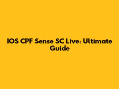 IOS CPF Sense SC Live: Ultimate Guide