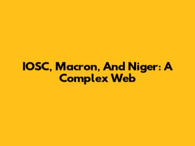 IOSC, Macron, And Niger: A Complex Web