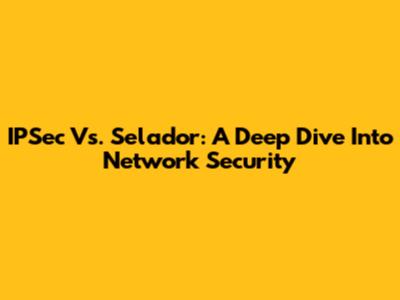 IPSec Vs. Selador: A Deep Dive Into Network Security