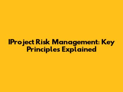 IProject Risk Management: Key Principles Explained
