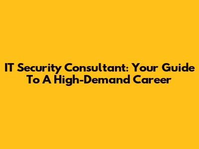IT Security Consultant: Your Guide To A High-Demand Career