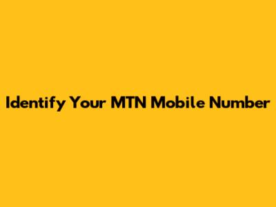 Identify Your MTN Mobile Number