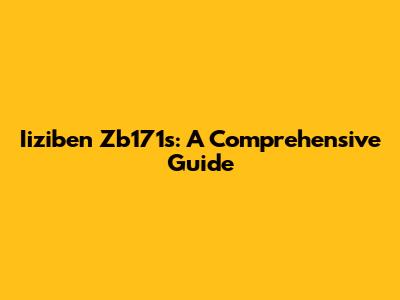 Iiziben Zb171s: A Comprehensive Guide