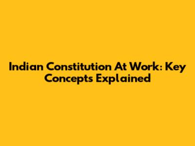 Indian Constitution At Work: Key Concepts Explained