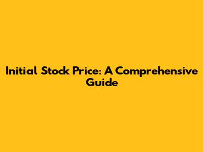 Initial Stock Price: A Comprehensive Guide