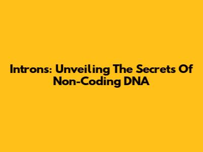 Introns: Unveiling The Secrets Of Non-Coding DNA