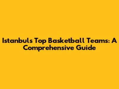 Istanbul's Top Basketball Teams: A Comprehensive Guide