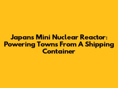 Japan's Mini Nuclear Reactor: Powering Towns From A Shipping Container