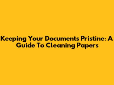 Keeping Your Documents Pristine: A Guide To Cleaning Papers