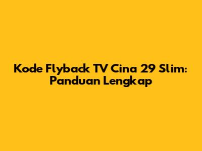 Kode Flyback TV Cina 29 Slim: Panduan Lengkap
