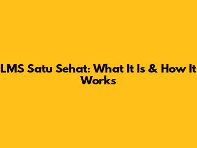 LMS Satu Sehat: What It Is & How It Works