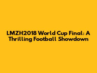 LMZH2018 World Cup Final: A Thrilling Football Showdown
