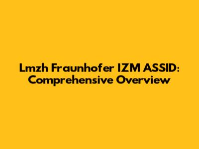 Lmzh Fraunhofer IZM ASSID: Comprehensive Overview