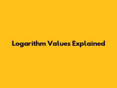 Logarithm Values Explained