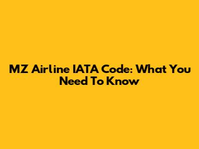MZ Airline IATA Code: What You Need To Know