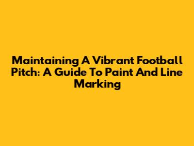 Maintaining A Vibrant Football Pitch: A Guide To Paint And Line Marking