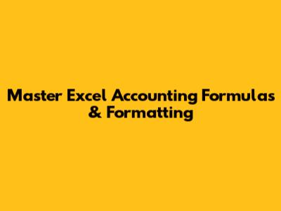 Master Excel Accounting Formulas & Formatting