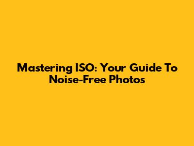 Mastering ISO: Your Guide To Noise-Free Photos