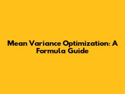 Mean Variance Optimization: A Formula Guide