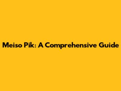 Meiso Pik: A Comprehensive Guide