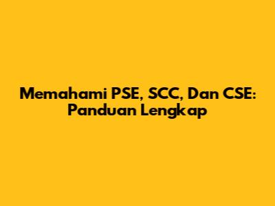 Memahami PSE, SCC, Dan CSE: Panduan Lengkap