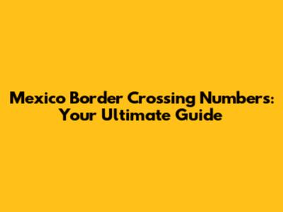 Mexico Border Crossing Numbers: Your Ultimate Guide