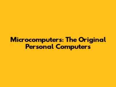 Microcomputers: The Original Personal Computers
