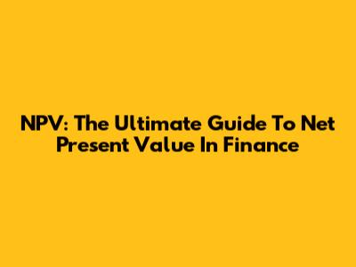 NPV: The Ultimate Guide To Net Present Value In Finance
