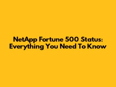 NetApp Fortune 500 Status: Everything You Need To Know