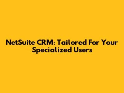 NetSuite CRM: Tailored For Your Specialized Users