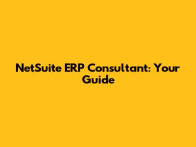 NetSuite ERP Consultant: Your Guide
