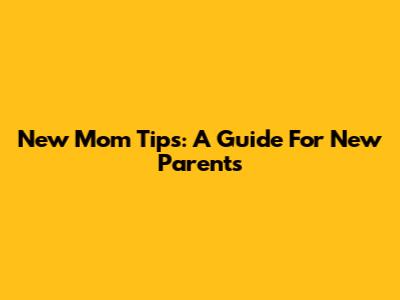 New Mom Tips: A Guide For New Parents