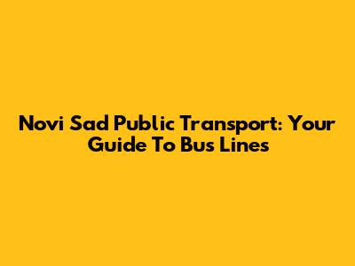 Novi Sad Public Transport: Your Guide To Bus Lines