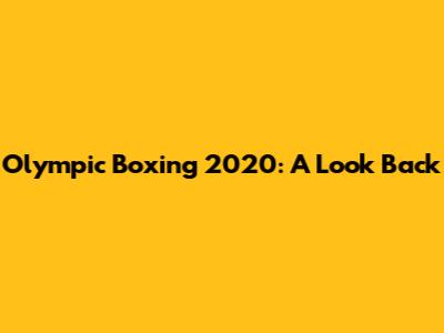 Olympic Boxing 2020: A Look Back