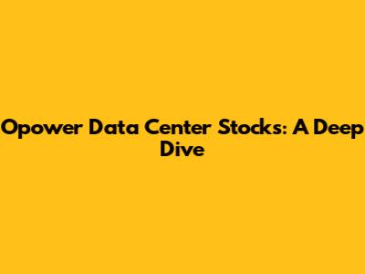 Opower Data Center Stocks: A Deep Dive