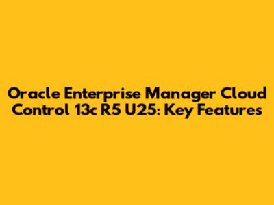 Oracle Enterprise Manager Cloud Control 13c R5 U25: Key Features