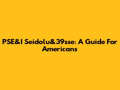 PSE&I Seidolu&39sse: A Guide For Americans