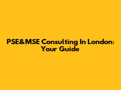 PSE&MSE Consulting In London: Your Guide