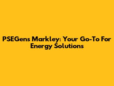 PSEGens Markley: Your Go-To For Energy Solutions