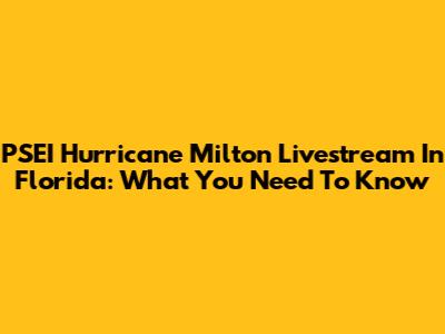 PSEI Hurricane Milton Livestream In Florida: What You Need To Know
